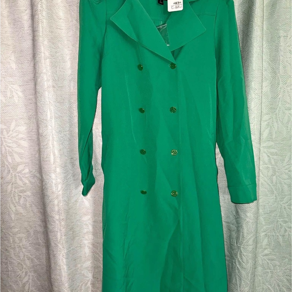 G by Giuliana Green Long Sleeve Notched Collar Dress
